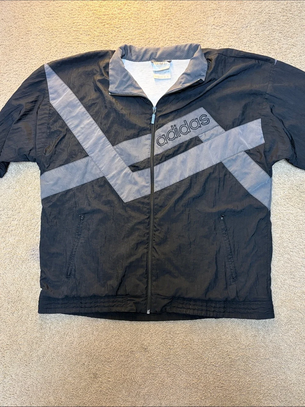 Adidas Black and Light Gray Retro Track Jacket